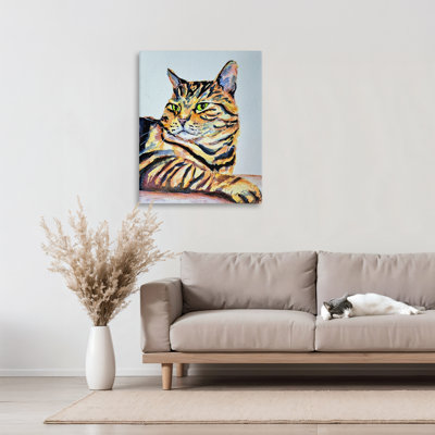 Striped Orange Cat Pose Canvas, design by Tatiana Roberts