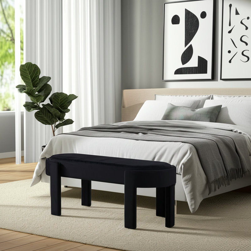 Sagebrook Home 48" Aberdeen Black Velvet Bench