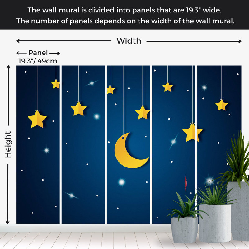 Adhésif mural pelez et collez, ciel bleu nuit, L 68 po x l 96 po