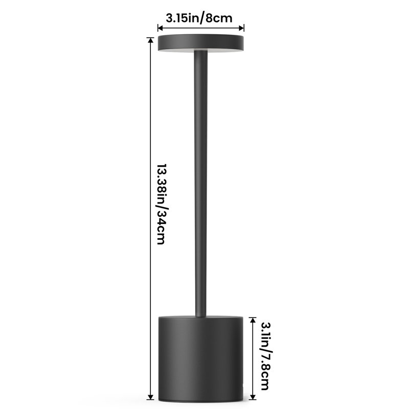 5000mAh Rechargeable Cordless Desk Lamp 13 In. Table Lamp 3 Colors 2-Pack Battery Operated Bedside Lamp, Black
