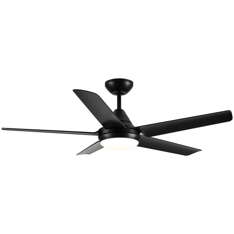 48" Modern Contemporary  Led Ceiling Fan With Remote Control, Black, Black