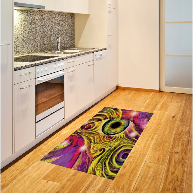 Psychedelic High Density Long Fiber Poly Threads Decorative Area Rug Carpet, Rectangle 4' x 5'8"