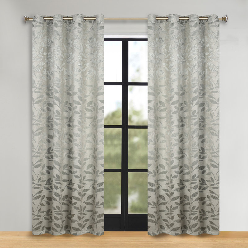 Panneaux de rideaux à passe-tringle en polyester Finklea, Sauge, l 52 po x L 72 po