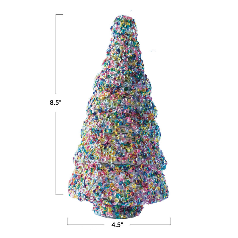 Glass Tree Decor With Sequins