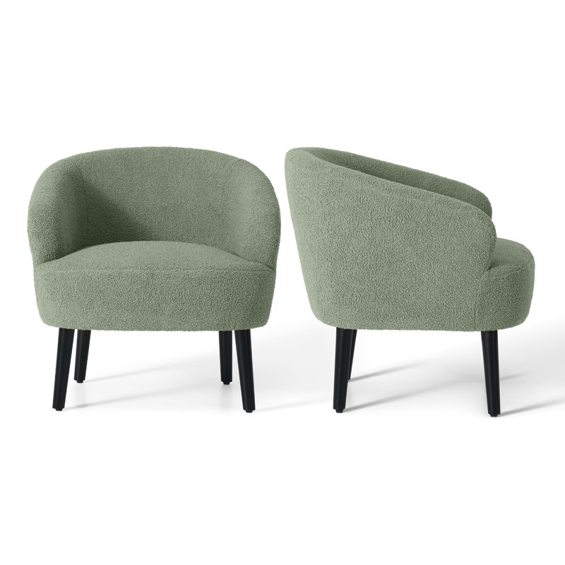 Bayville Upholstered Barrel Chair, Green Polyester Blend