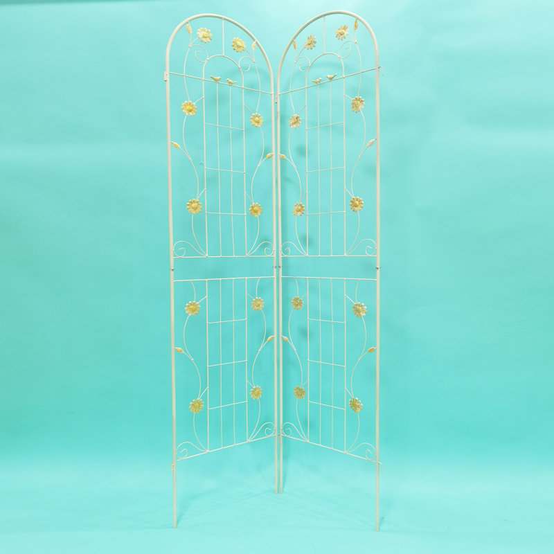 Paquet de 2, treillis de jardin en métal 86,7 "x 19,7" antirouille pour plantes grimpantes, crème de soutien pour fleurs d'extérieur