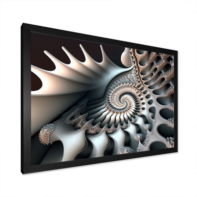 Stak Fractal Flower Universe IV - reproduction sur toile, H 16 po x l 32 po x P 1 po, Cadre photo noir
