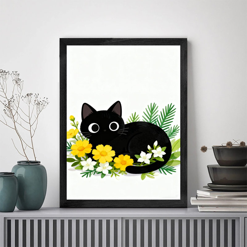 Reproduction d'art encadré noir rétro, H 37 po x l 25 po