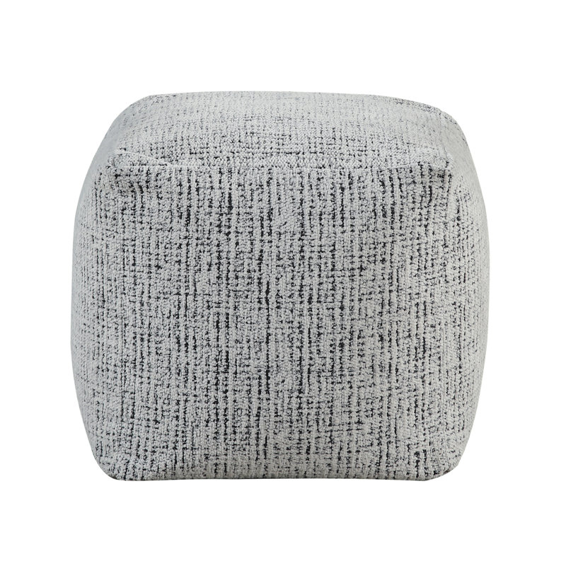 Chenille Upholstered Square Pouf - Non-Slip Modern Home Living For, Gray Chenille