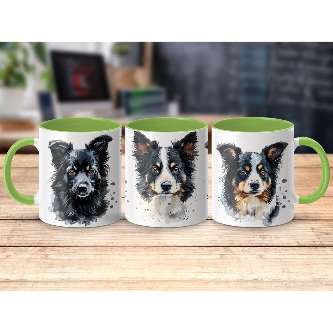 Watercolor Border Collie Design 11oz Coffee Mug