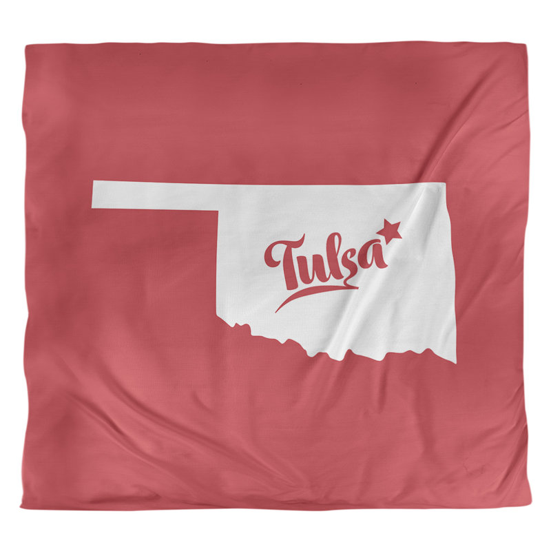Housse de couette Tulsa Oklahoma, Housse de couette pour très grand lit, Rouge, Microfibre