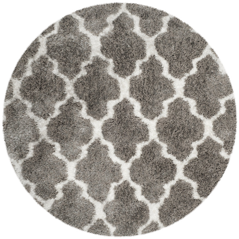 Barcelona Shag Hand Tufted Performance Geometric Rug, Round 5'