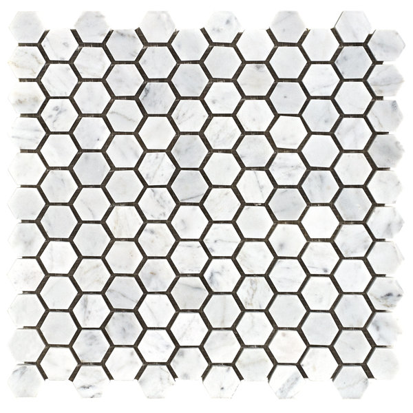 Carrara 1" x 1" Marble Honeycomb Mosaic Wall & Floor Tile
