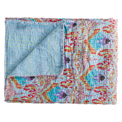 KANTHA COTTON Quilted Throw Blanket