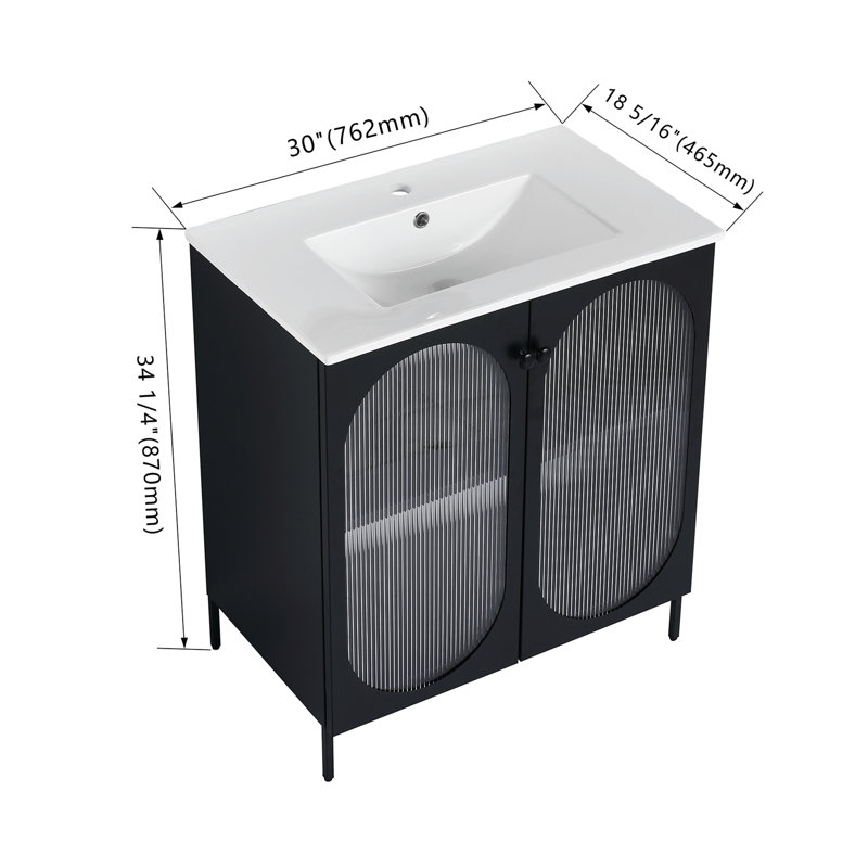 Meuble-lavabo autoportant de 30 pouces avec lavabo en céramique Topcraft, Noir