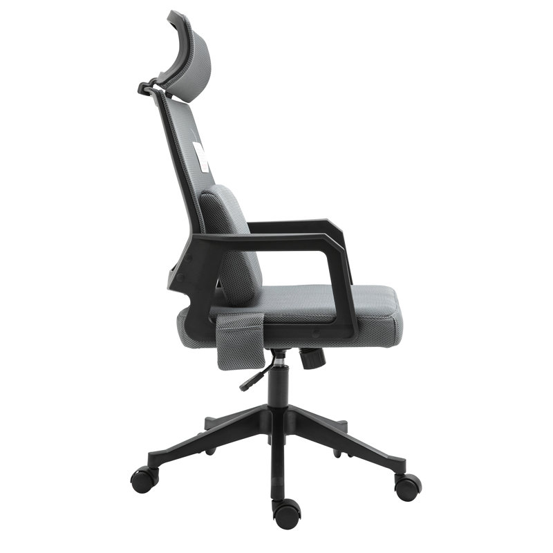 Biddick Polyester Blend Office Chair with Headrest, Grey