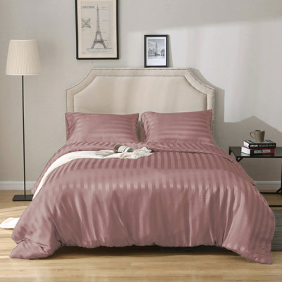 Imperial Homeware London Microfiber Striped Duvet Cover Set with Pillowcases