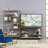 Carbone Modern Media Console Table with Open Geometric Shelves and Faux Marble Top