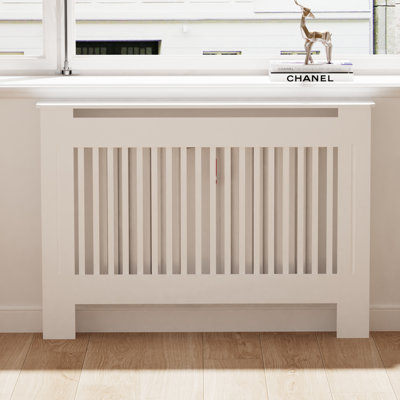 Tall Vertical Slats Radiator Cover Wood Cabinet Modern Radiators Shelf Thicken White