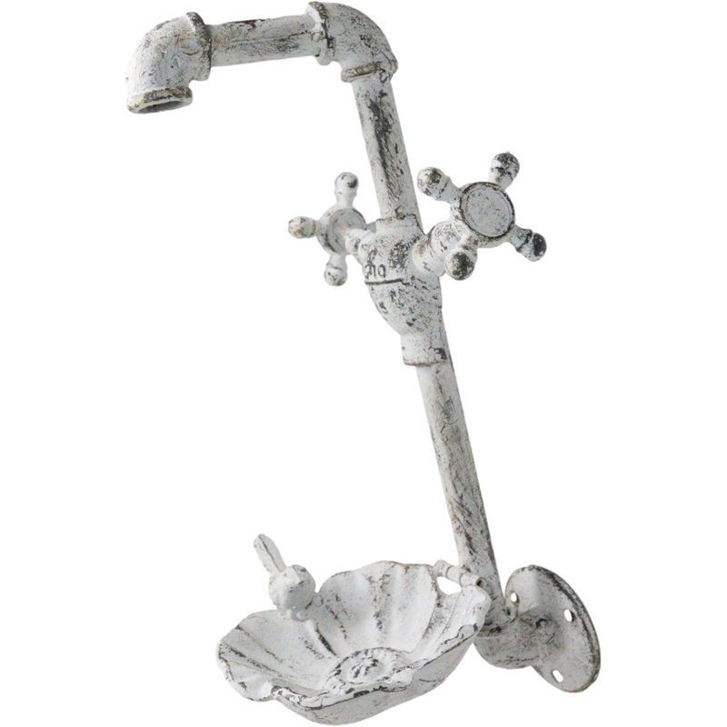 Robinet mural en fonte antique blanc 16 po H 10 po