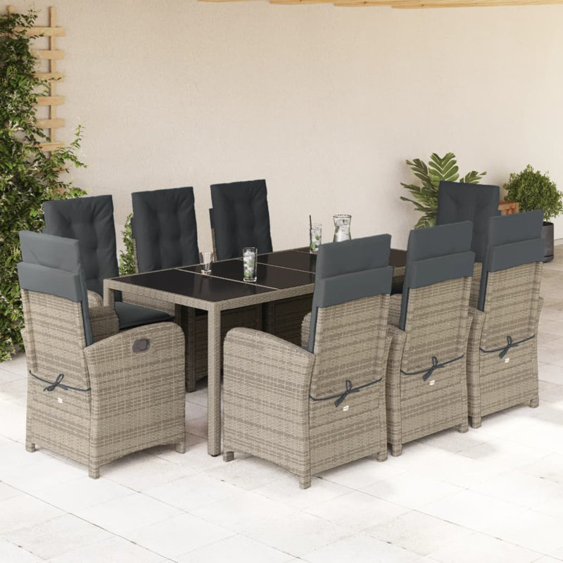  Garden Dining Set Grey, Dark Brown/Beige, 2-seater (without footrest), 29.1" H x 31.5" L x 31.5" W