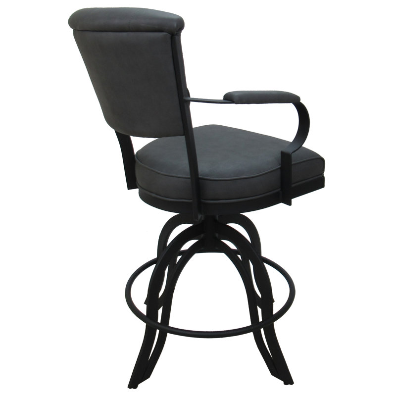 Swivel Metal Bar Stool 30" Seat, Counter Stool (26" Seat Height), Gray, Black