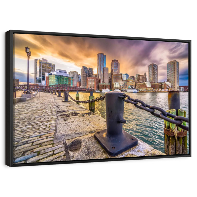 Port de Boston, Massachusetts, Cadre flottant noir, 40 po x 27 po