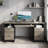 Luing 59'' Executive Desk with 2 File and Storage Drawers, Computer Writing Desk with Keyboard Tray and 2 Open Compartments for Home Office-499855739