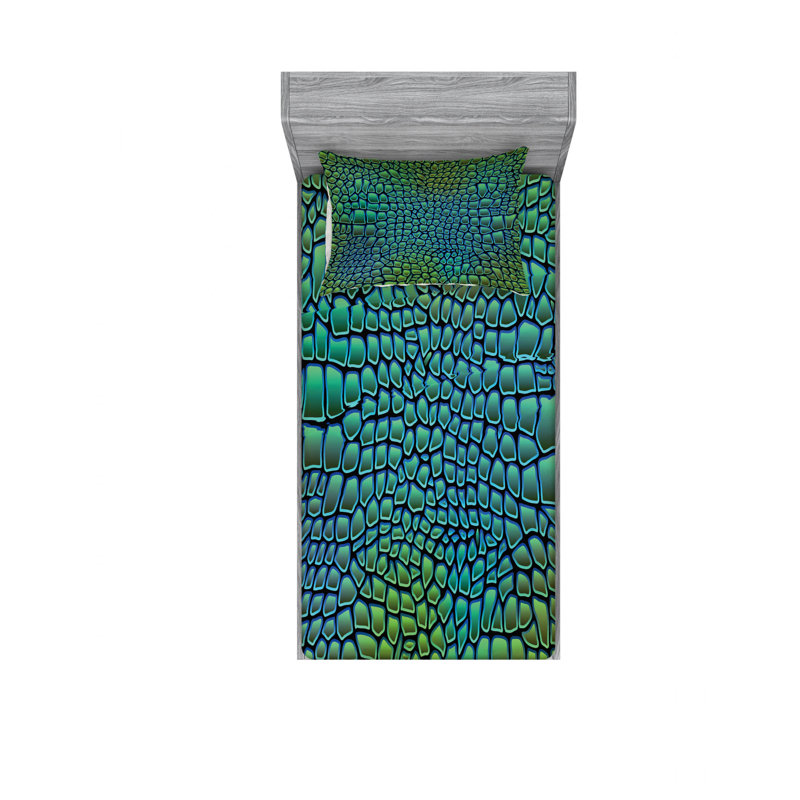 Microfiber Abstract Sheet Set, Twin Sheet Set with Fitted Sheet