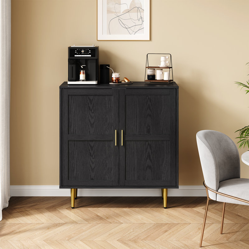 2-Door Storage Cabinet With Adjustable Shelves, Black
