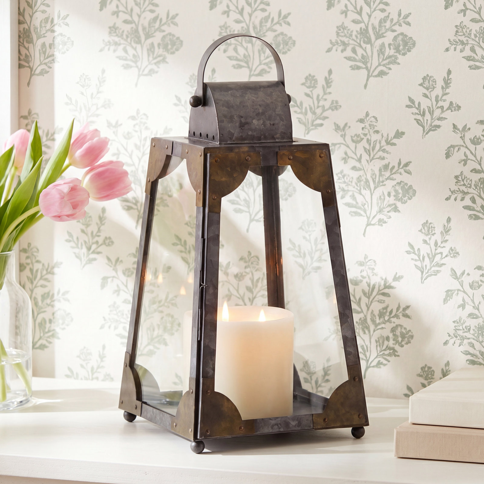Idora Metal Lantern Candle Holder, 18.5" H x 10" W x 10" D