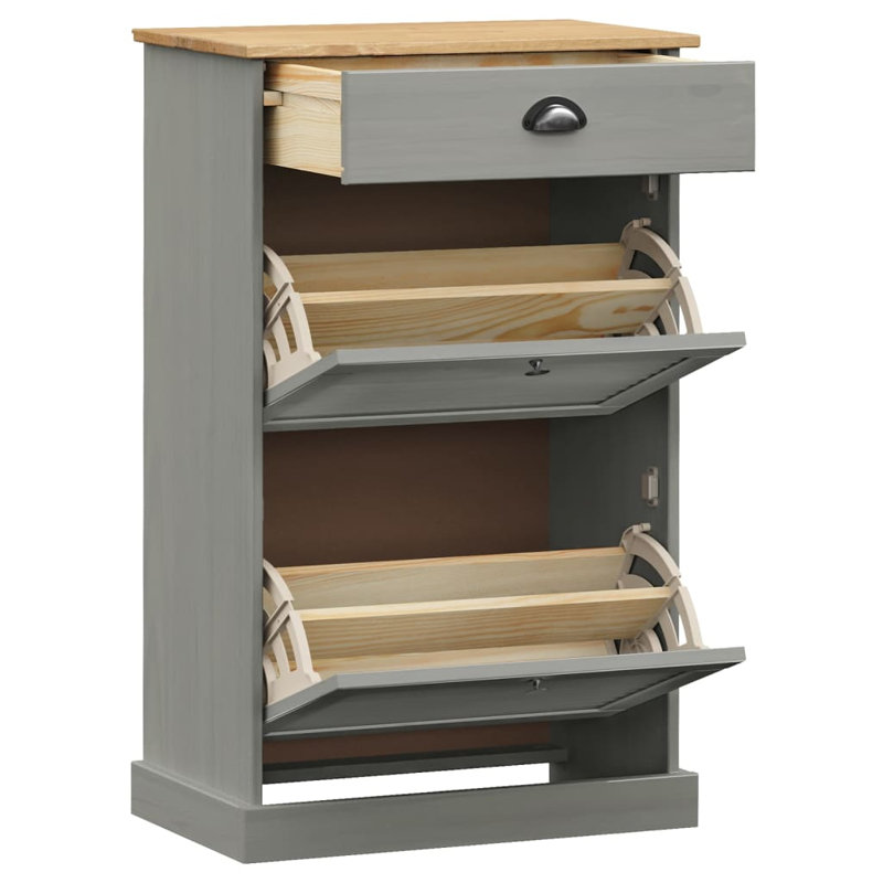 12 Pair Shoe Storage Cabinet, Brown/Grey