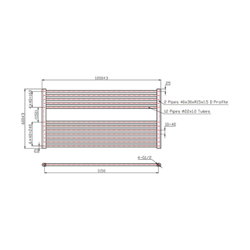 Sharell Straight Towel Rail Heated Towel Rails, 60cm H x 120cm W x 3cm D