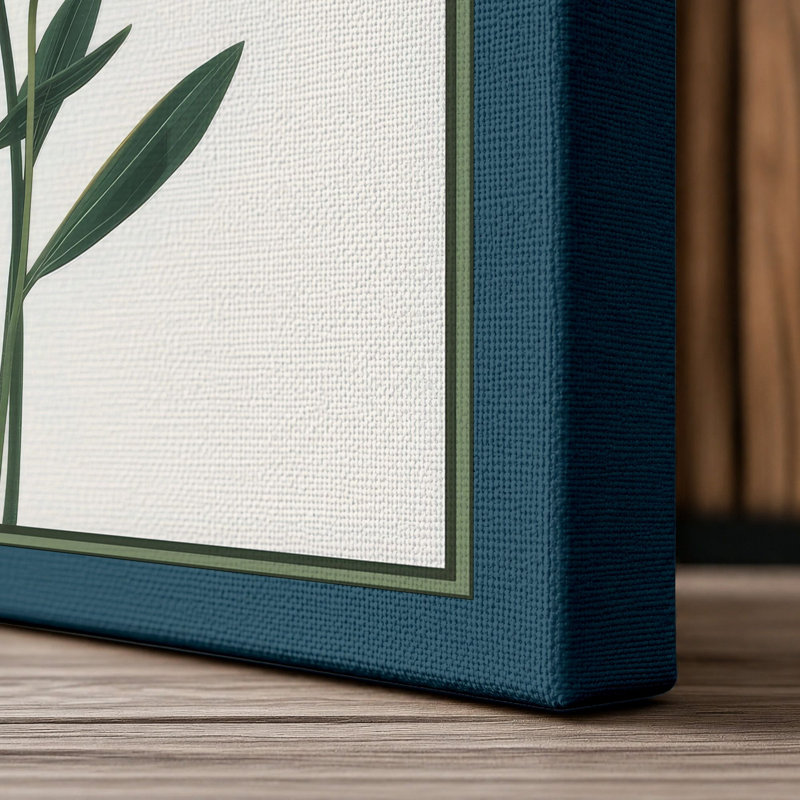 White Narcissus Study Botanical - Wrapped Canvas, 18x12 - 45.7 x 30.5 cm, Teal Border
