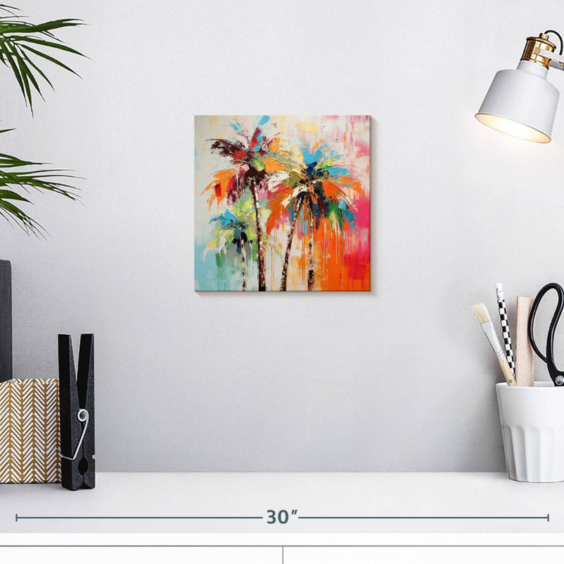 Harnek, palmiers tropicaux colorés I, H 10 po x l 10 po