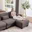 Canapé d'angle moderne à compression, canapé modulable 2 places en chenille marron pour la maison