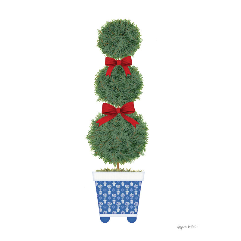 Topiaire de Noël à trois boules rondes - impression sur toile tendue, H 30 po x l 20 po