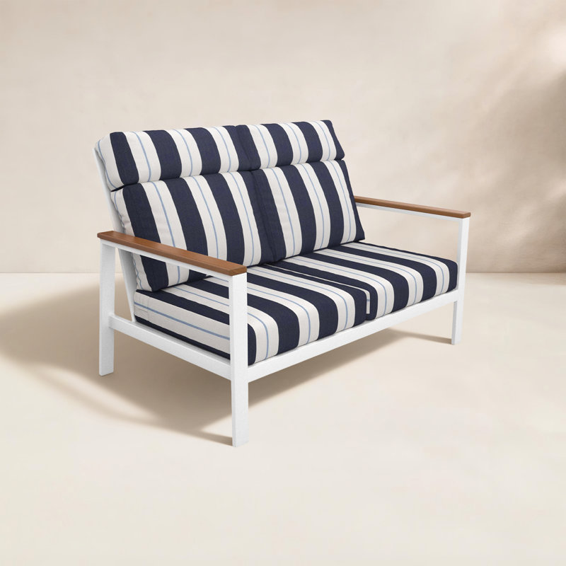 Townsend Metal Outdoor Loveseat With Sunbrella Cushion, Brown