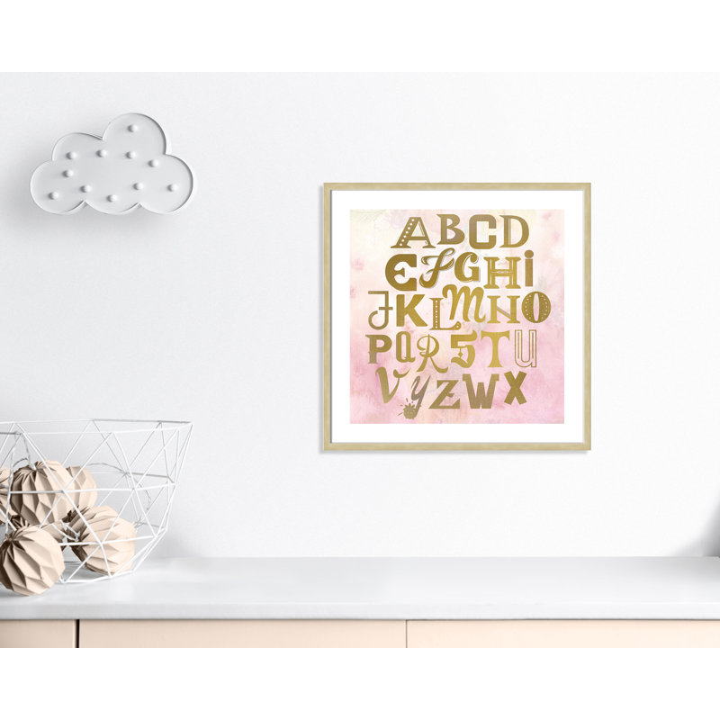 Abc Pink ', impression sur papier, Encadré de boîte champagne, H 26,5 po x l 26,5 po x P 1,18 po