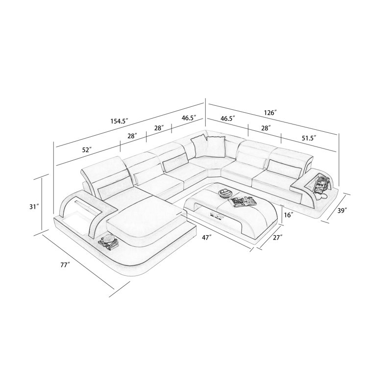 Canapé modulaire en cuir Jysir, Cuir véritable blanc / noir, Orienté à droite