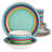 Service de table 12 pièces en grès multicolore vert