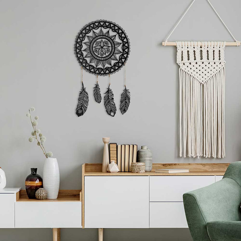 Accessoire mural décoratif en métal, noir, 19,3 po x 19,3 po | 100% acier, épaisseur: 0,06 pouce | Conception légère, pesant seulement 4,0 lb | Parfait pour la décoration intérieure et les intérieurs modernes, durable et élégant
