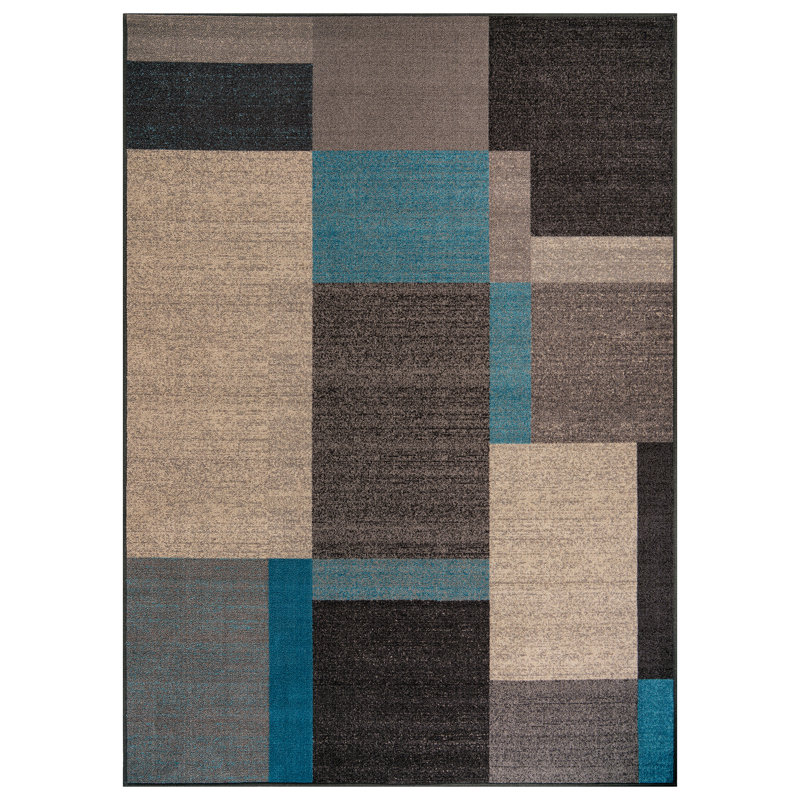 Tapis bleu tissé à la machine Bolk, 7' 10" x 10'