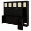 Lit escamotable avec armoires en rotin, lit escamotable en bois avec tablettes de rangement et bureau-1003597370