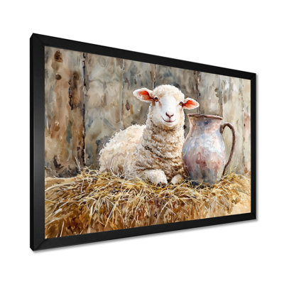 Douwine Baby Sheep Portrait at The Barn I - Sheep, art mural