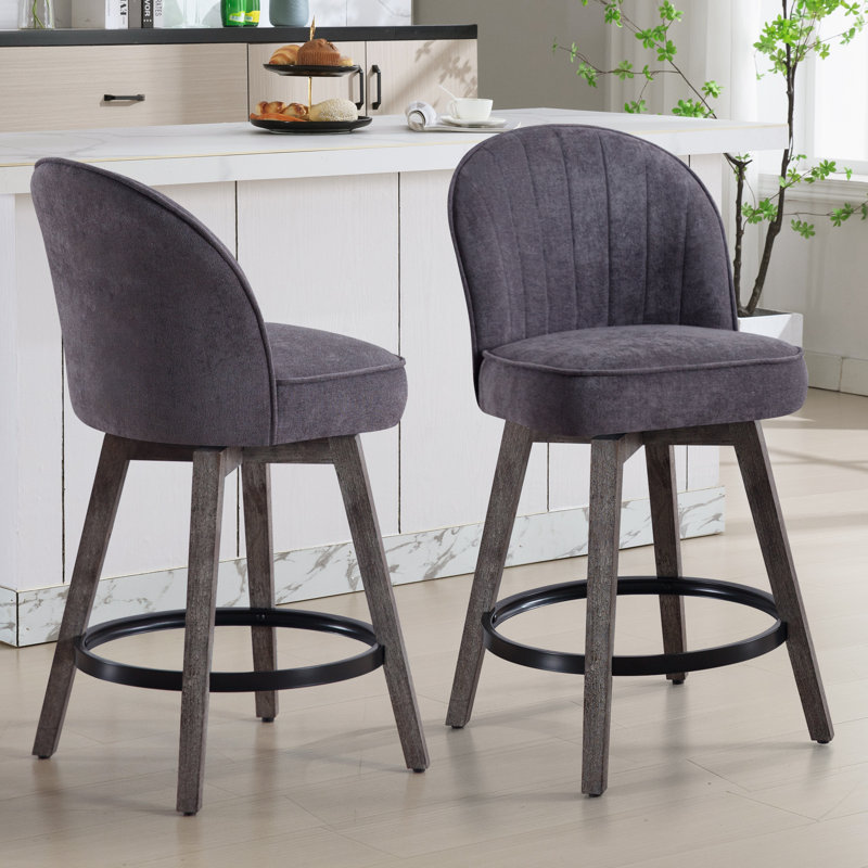 Swivel Counter Height Bar Stools, Dark Gray