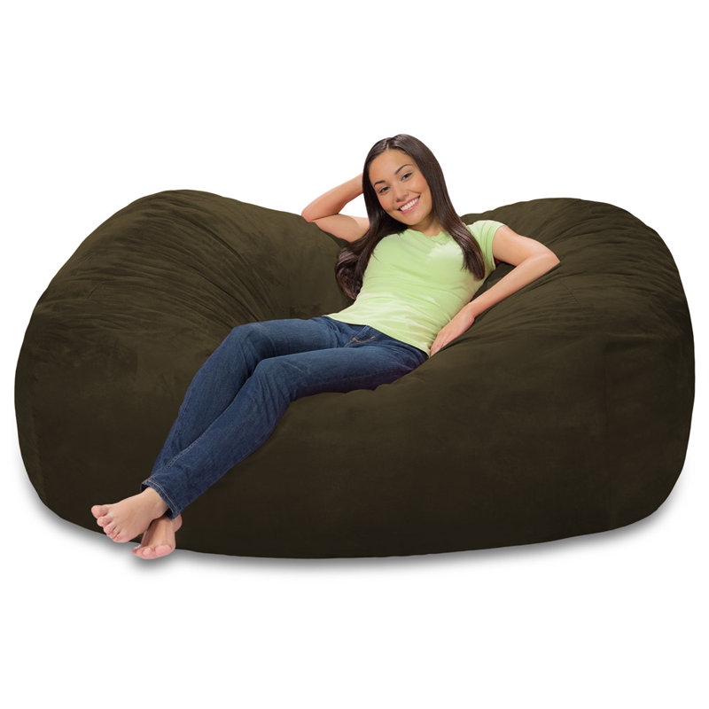 Bean Bag Chair Lounger - Large 6-Foot Shredded Memory Foam Bean Bag Chair - Removable, Machine Washable Microfiber Cover - Cozy 2-Person Breton Brand Sofa Lounger for Reading, Relaxing, and Gaming, in Multiple Colors and Fabrics
