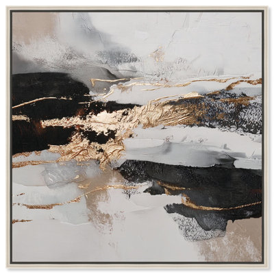 «Golden Fracture III», impression sur toile dorée par Art Remedy, cadre argenté, 24 x 24