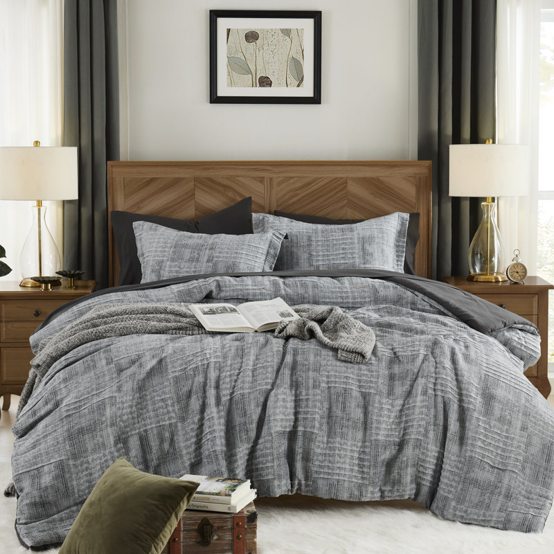 Ensemble d'édredon surdimensionné gris anthracite MaiRêve