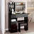 37" Middle Left Drawer Desktop Vanity Table + Cushioned Stool, Extra Large Right Sliding Mirror-114233131